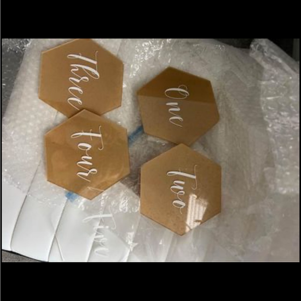 Hexagon Wedding Table Numbers - Picture 3 of 5